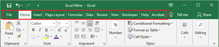 excel tabs