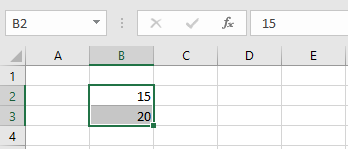 enter values in cells