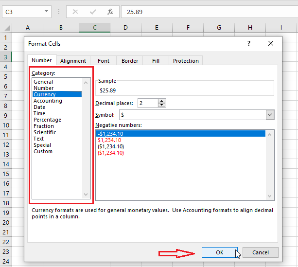 format cell in excel