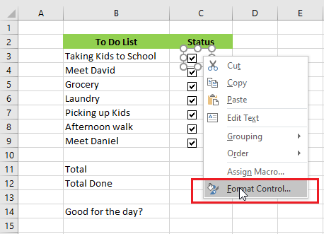 excel format control