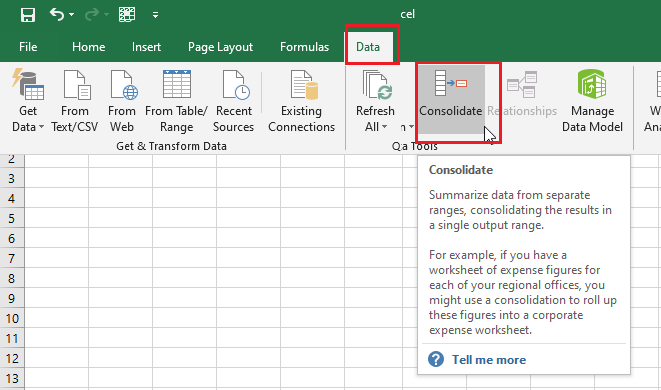 consolidate excel data