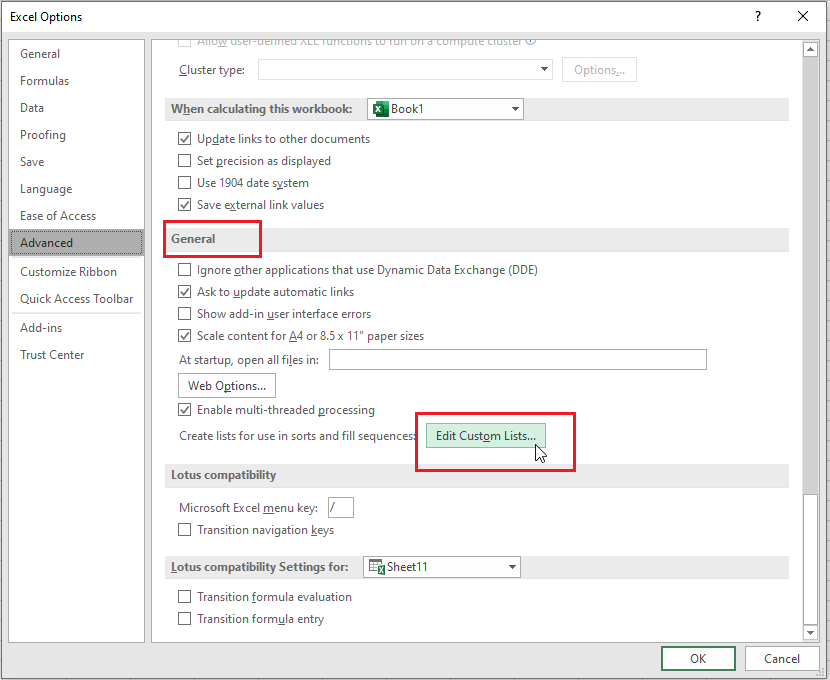 excel options