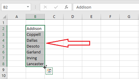 excel autofill custom list