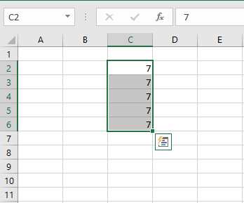 enter same value in a range