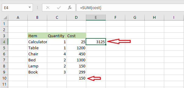 dynamic named range result