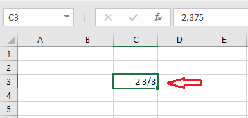 fraction in excel