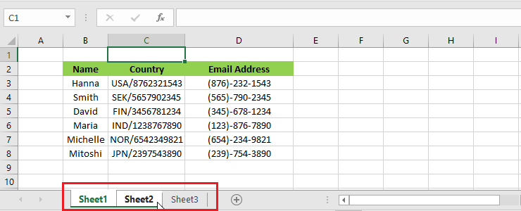 select multiple sheets