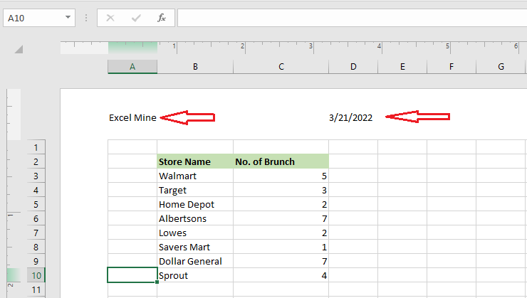 excel header and footer