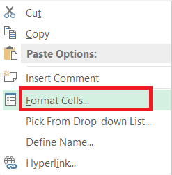 click format cells