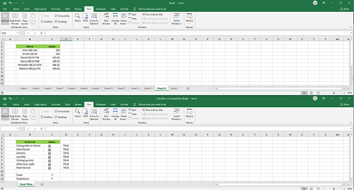 view multiple workbooks in excel