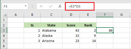 multiply numbers in excel