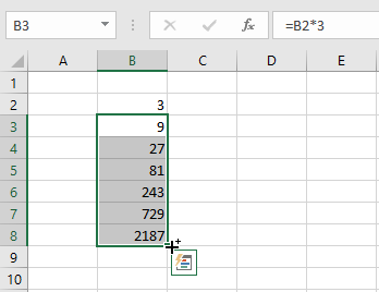 excel geometric progression