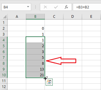 excel fibonacci sequence