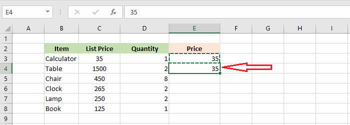 paste values