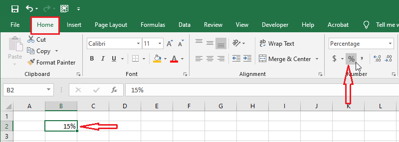 percentage format