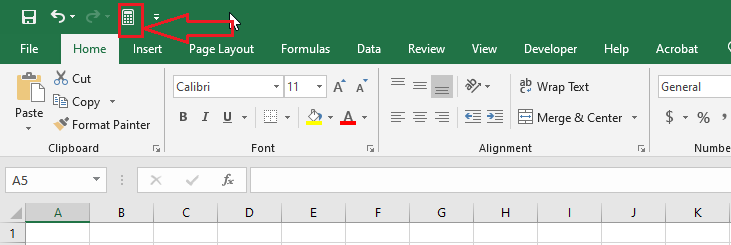 new command added to excel quick access toolbar