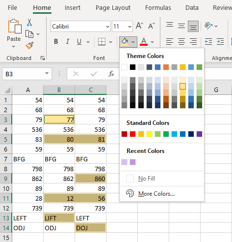 row difference in excel