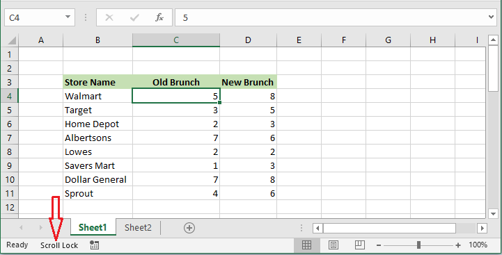 Scroll Lock in Excel