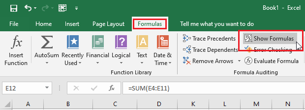 click Show Formulas