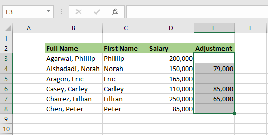 skip blank excel