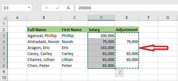 skipped blank excel cells