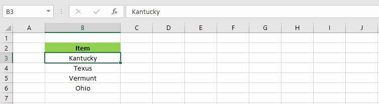  misspelled word in excel cell