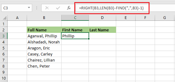 formula to split cells