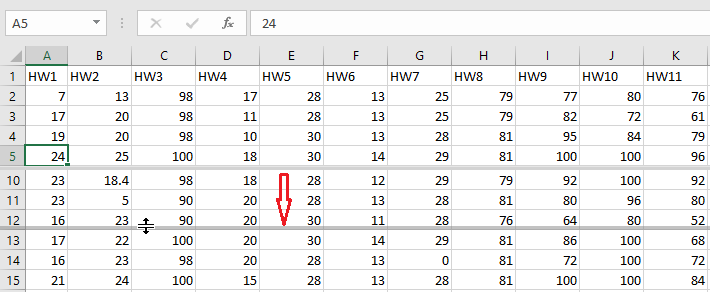 excel split worksheet