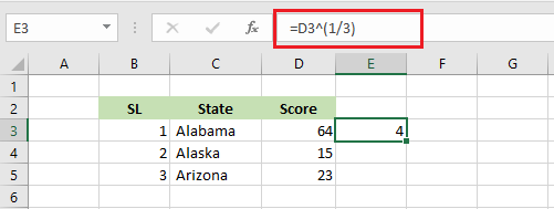 square root in excel