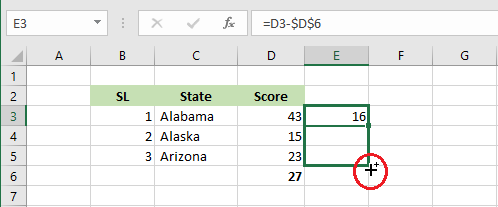 copy the formula to another cell