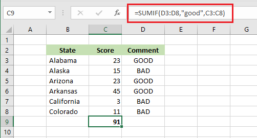 SUMIF function