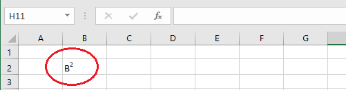 superscript in excel