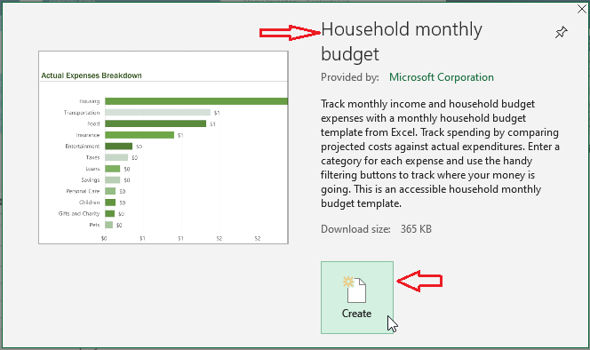 Excel templates