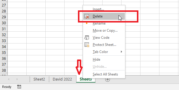 delete a worksheet