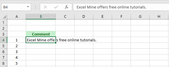 long text string in excel