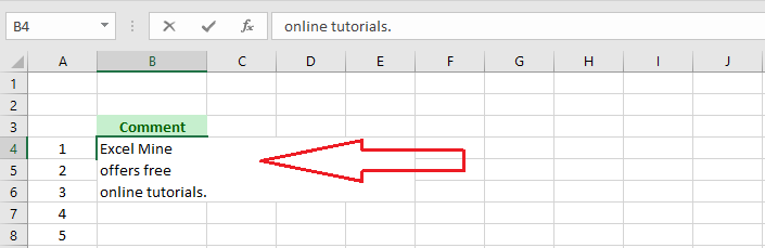 manual line break in excel